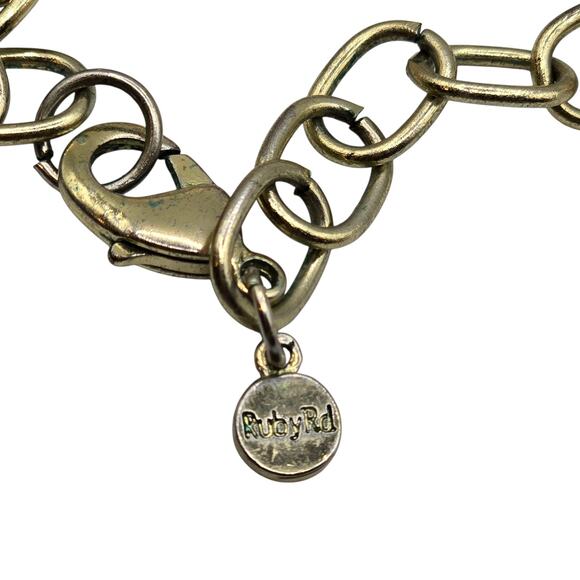 Necklace Ruby Rd Mixed Beaded Chain Gold Tone Statement Long Acrylic SKU 2297 - Picture 7 of 8